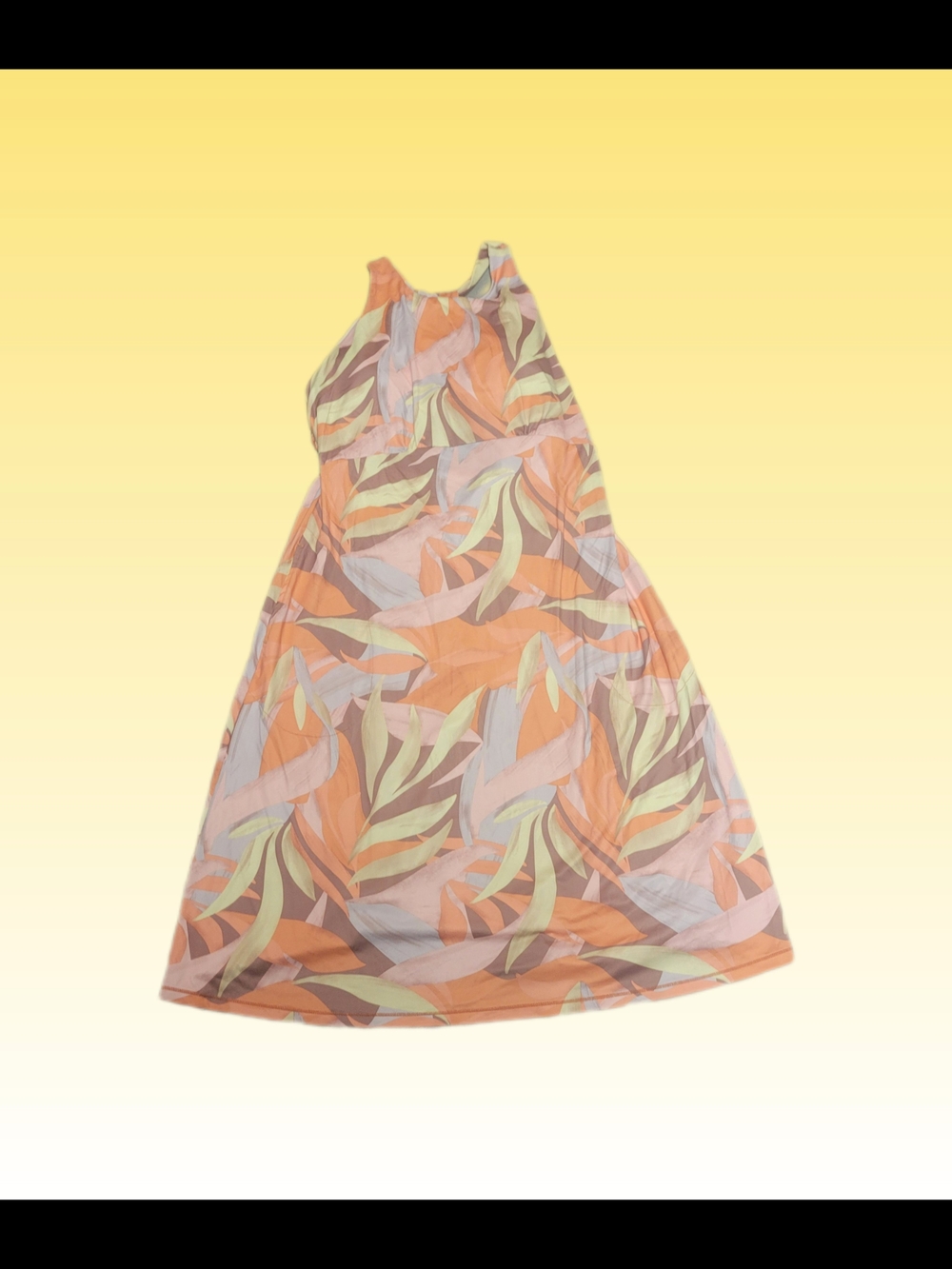 Prana Orange Leaf-Print Casual Maxi Dress